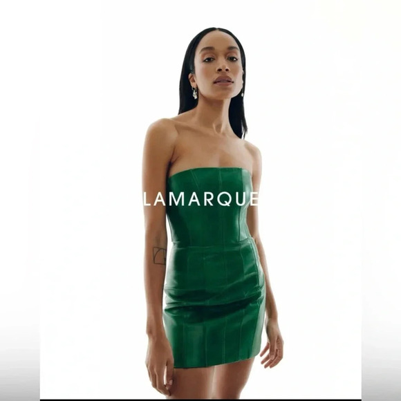 LaMarque Phoenix Leather Bustier Mini Dress NWT Large - Picture 1 of 11